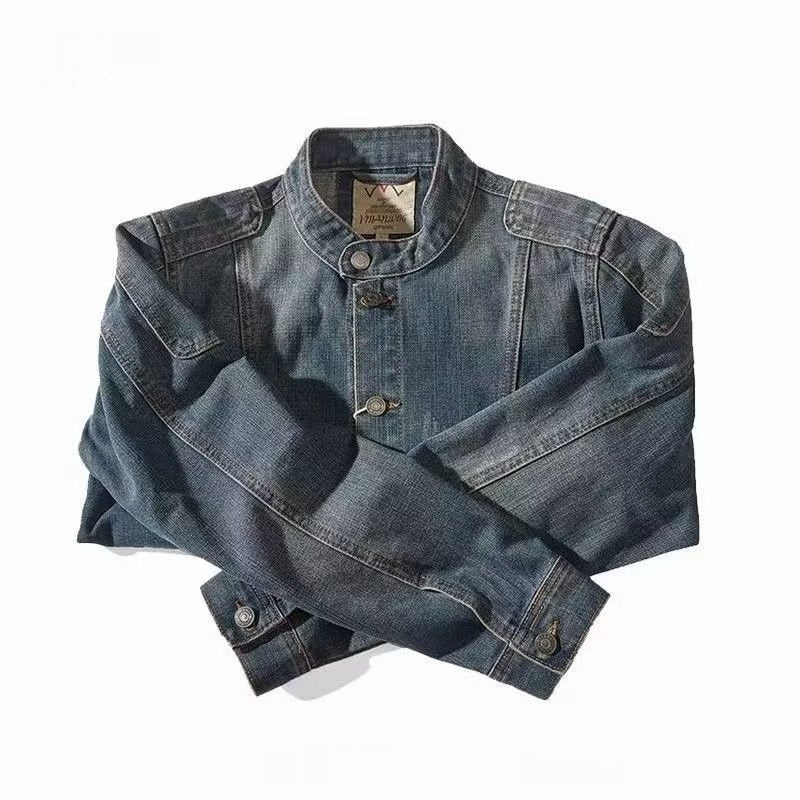 Top Denim Coat Men's Spring And Autumn Jacket Loose Stitching Korean Style