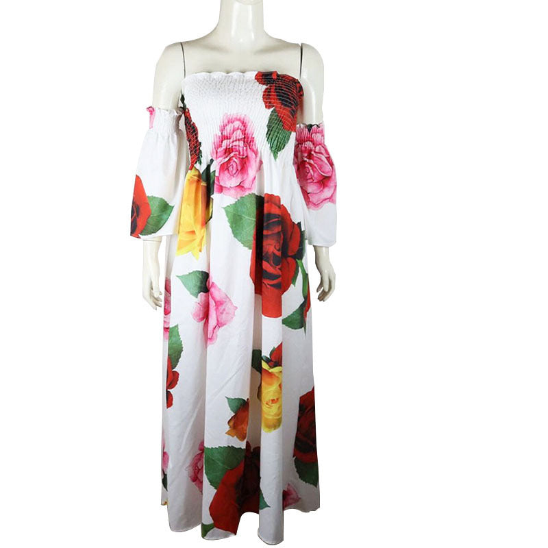 Rose Loose Off-the-shoulder Dress Women
