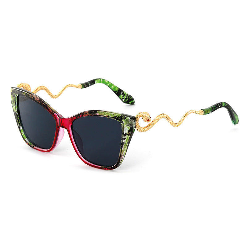 Retro Snake Temple Metal Cat Eye Party Sunglasses