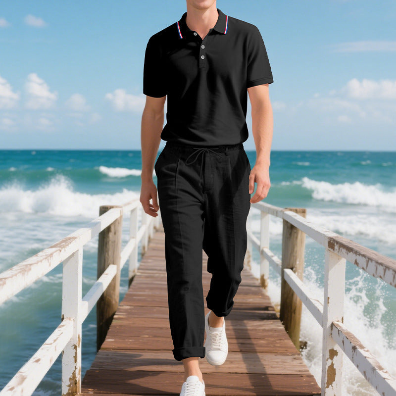 Short-sleeved Linen Trousers Men's Two-piece Suit