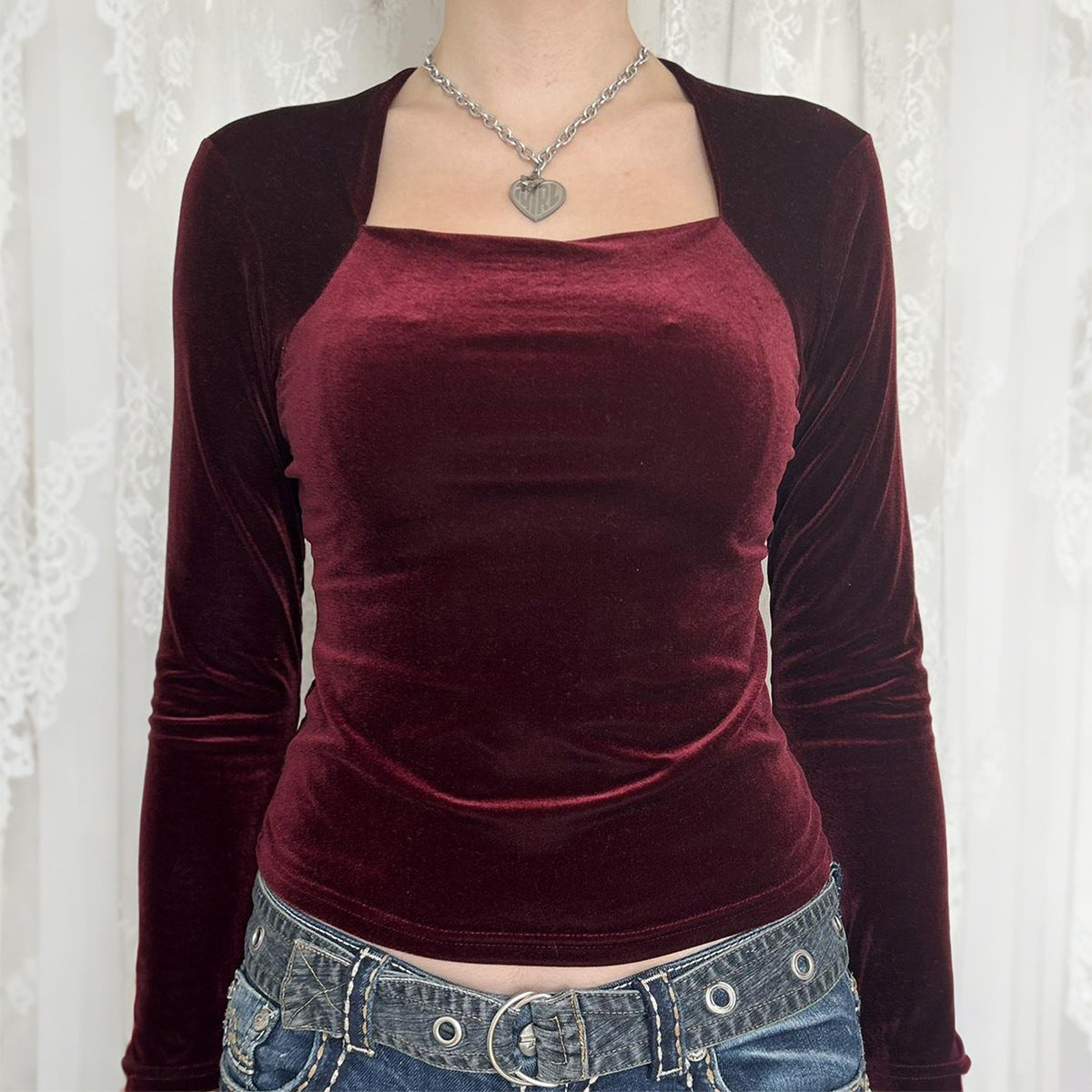 Casual Minimalist Long Sleeve Bottoming T-shirt