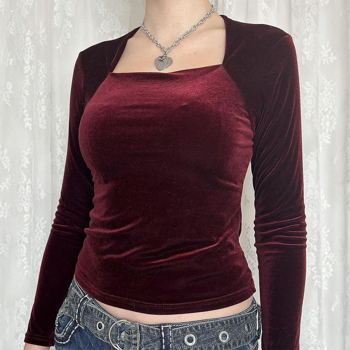 Casual Minimalist Long Sleeve Bottoming T-shirt