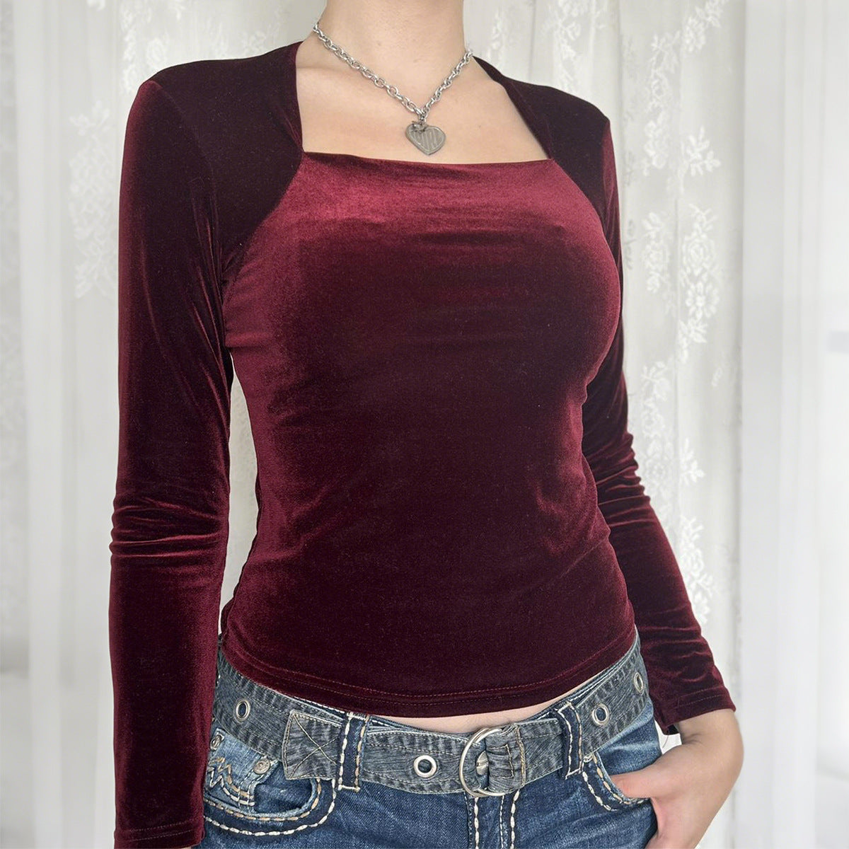 Casual Minimalist Long Sleeve Bottoming T-shirt