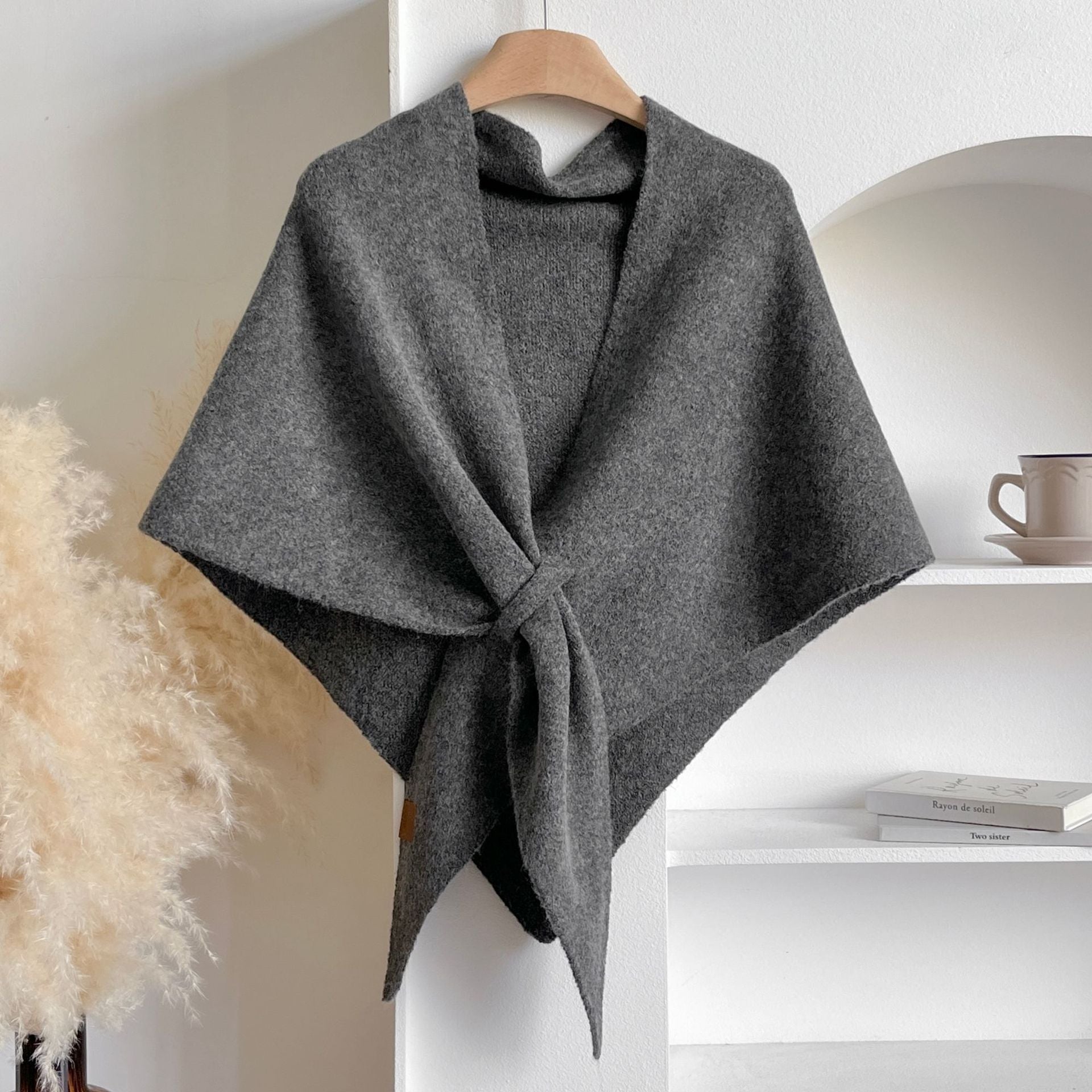 All-matching Triangular Binder Neck Warmer Scarf Pure Color All-matching Bib Shawl