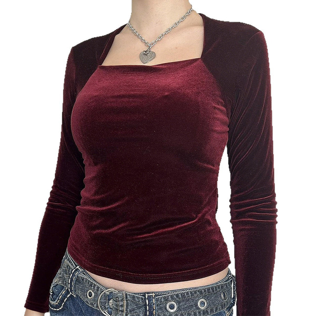 Casual Minimalist Long Sleeve Bottoming T-shirt