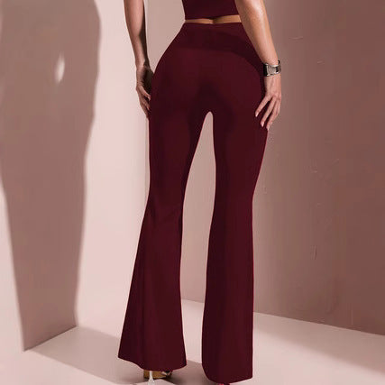 Fashionable Elegant Pleated Slim Casual Flared Pants