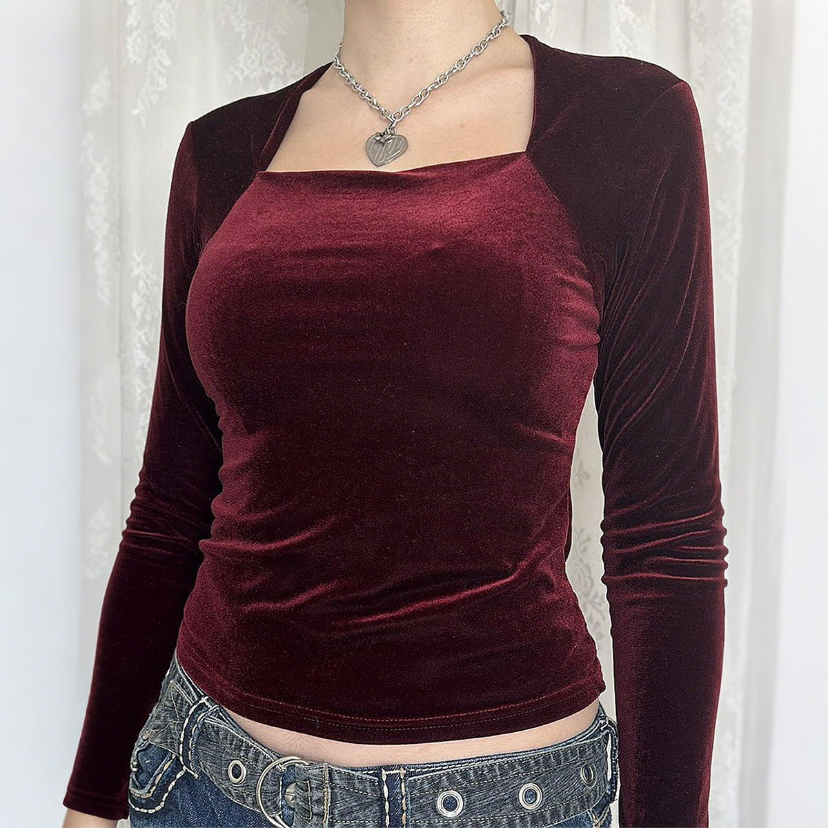 Casual Minimalist Long Sleeve Bottoming T-shirt