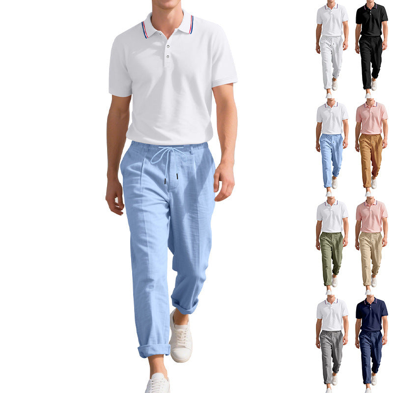 Short-sleeved Linen Trousers Men's Two-piece Suit