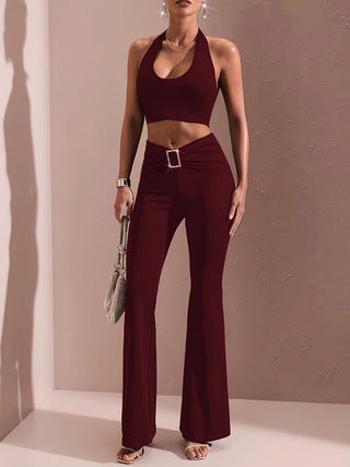 Fashionable Elegant Pleated Slim Casual Flared Pants