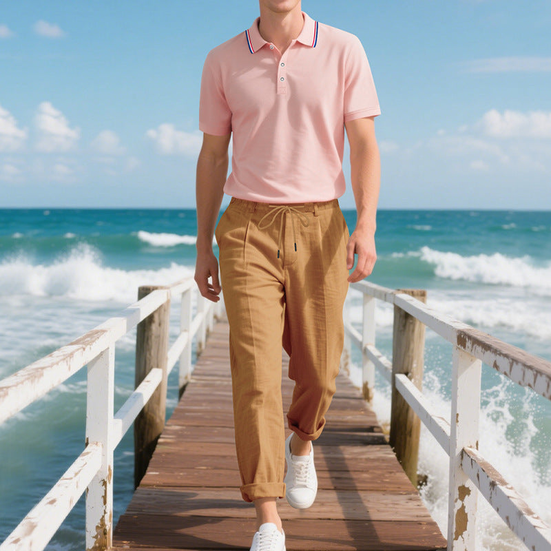Short-sleeved Linen Trousers Men's Two-piece Suit