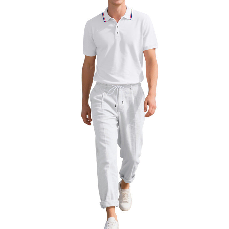 Short-sleeved Linen Trousers Men's Two-piece Suit