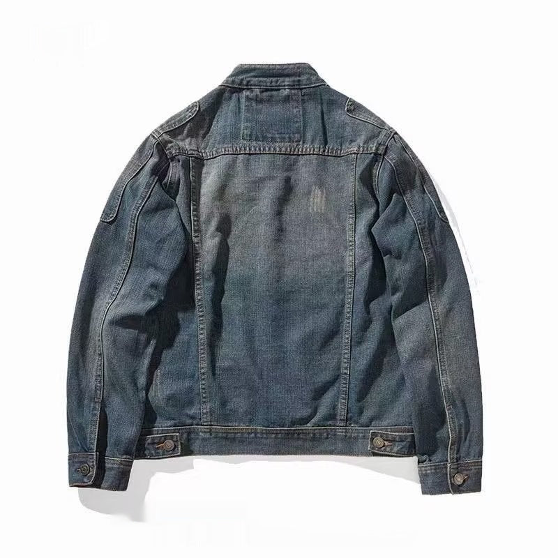 Top Denim Coat Men's Spring And Autumn Jacket Loose Stitching Korean Style