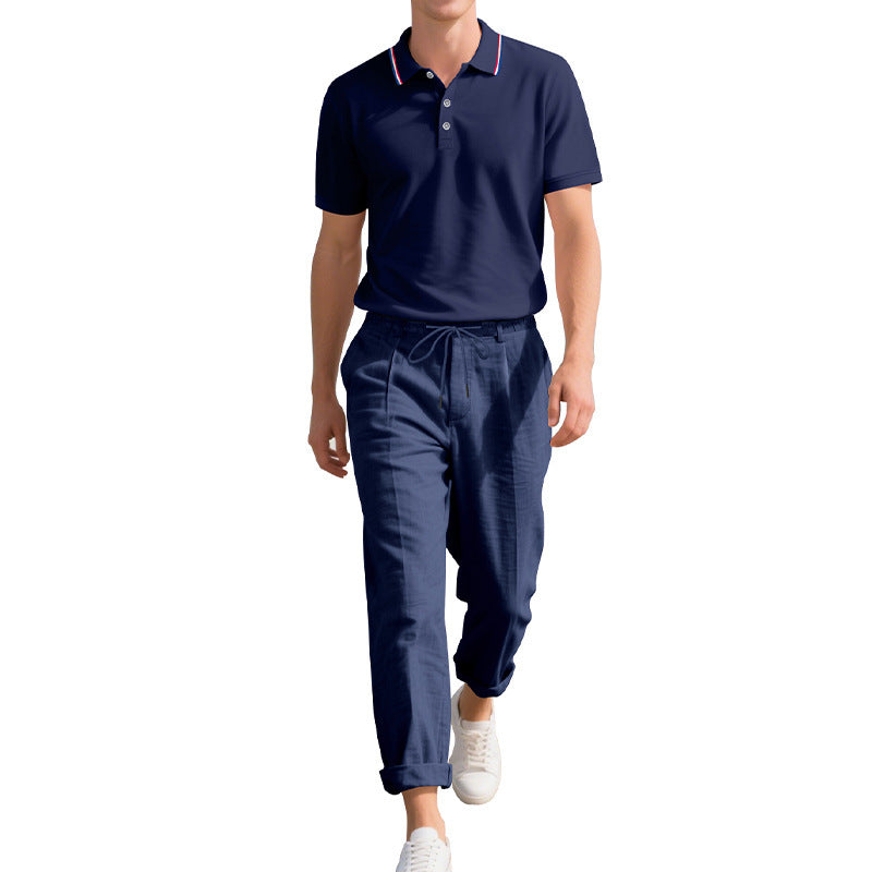 Short-sleeved Linen Trousers Men's Two-piece Suit